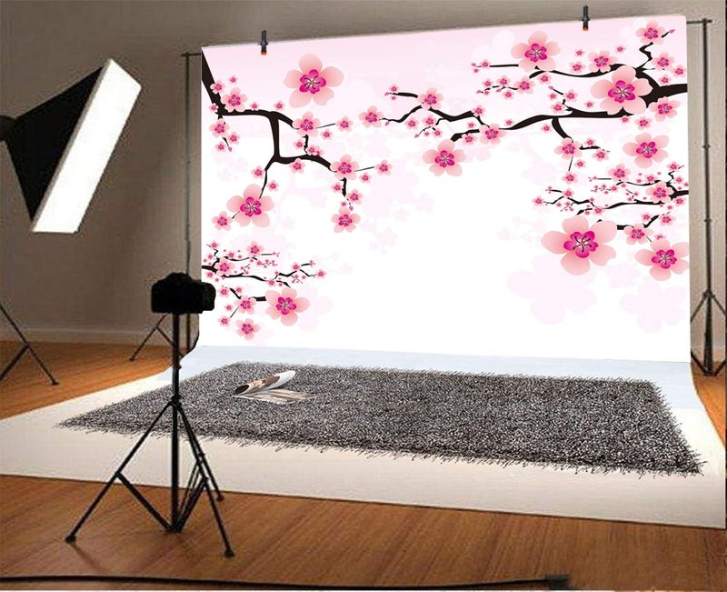 Leyiyi Romantic Cherry Blossoms Backdrop 8x6ft Photography Background Valentine's Day Decoration Soft Pink Love Theme Wedding Party Kids Girls Boys Adults Love Photo Booth Video Props - Image 1